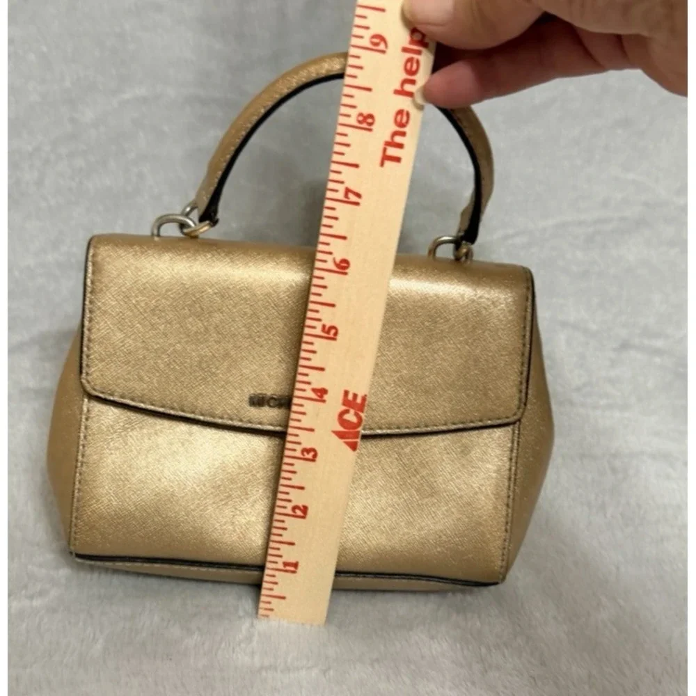 Michael Kors Small Ava Small Mini Satchel Bag Metallic Gold Purse Handbag